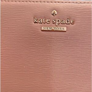 Kate Spade New York Nude Pink Patent Leather Zip Around Wallet Pocket Book